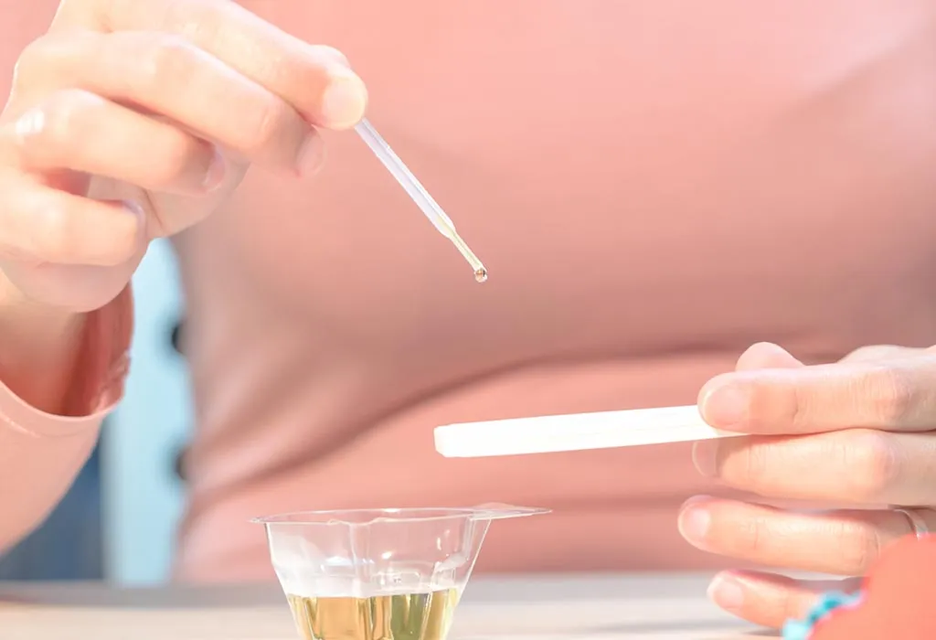 Woman doing pregnancy Urine Tests