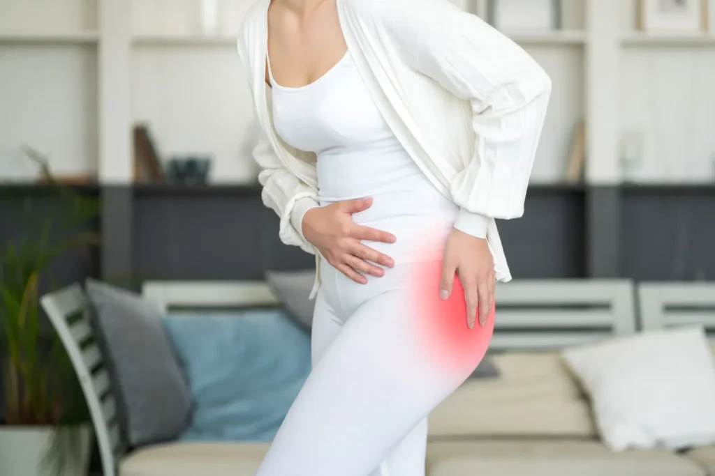 Woman in pain after kegel exercises