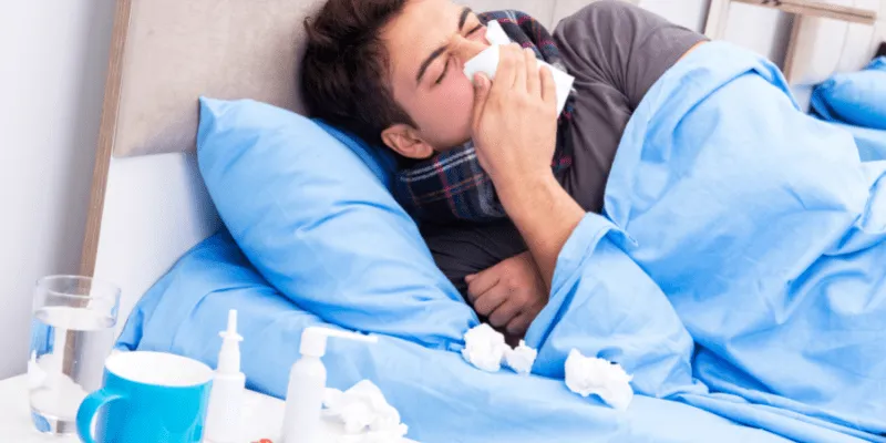 Man suffering fromcommon cold