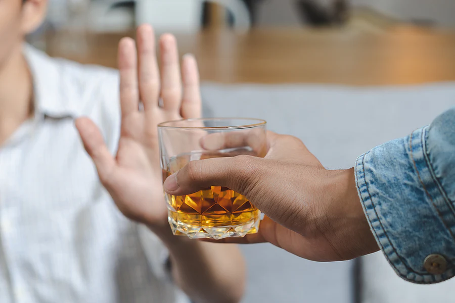 man avoiding alcohol because of his penile health