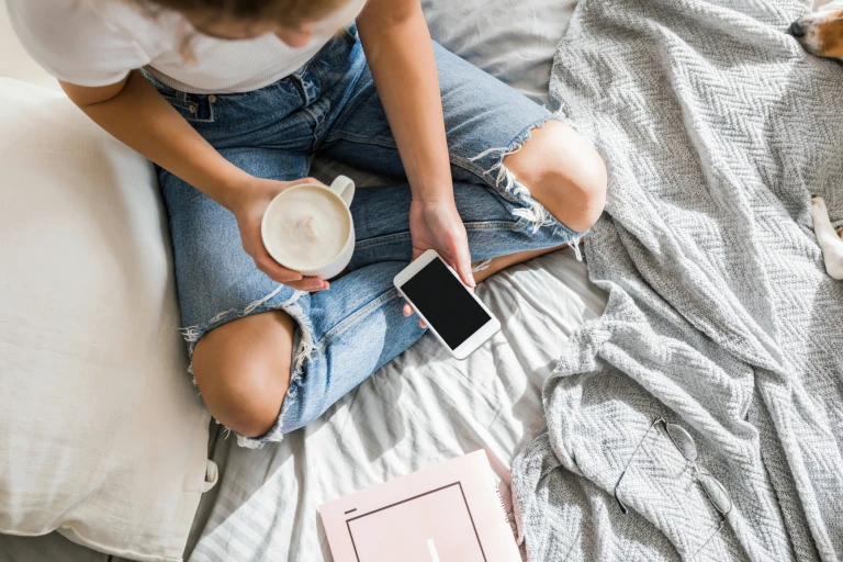 Lady using a good fertility tracker with strong battery life