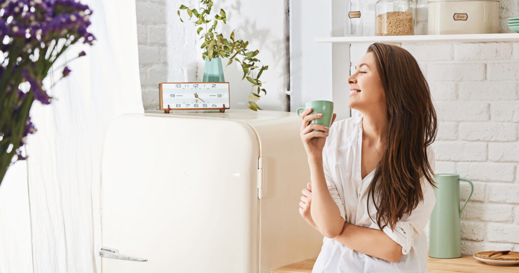 woman feeling happy and stress free