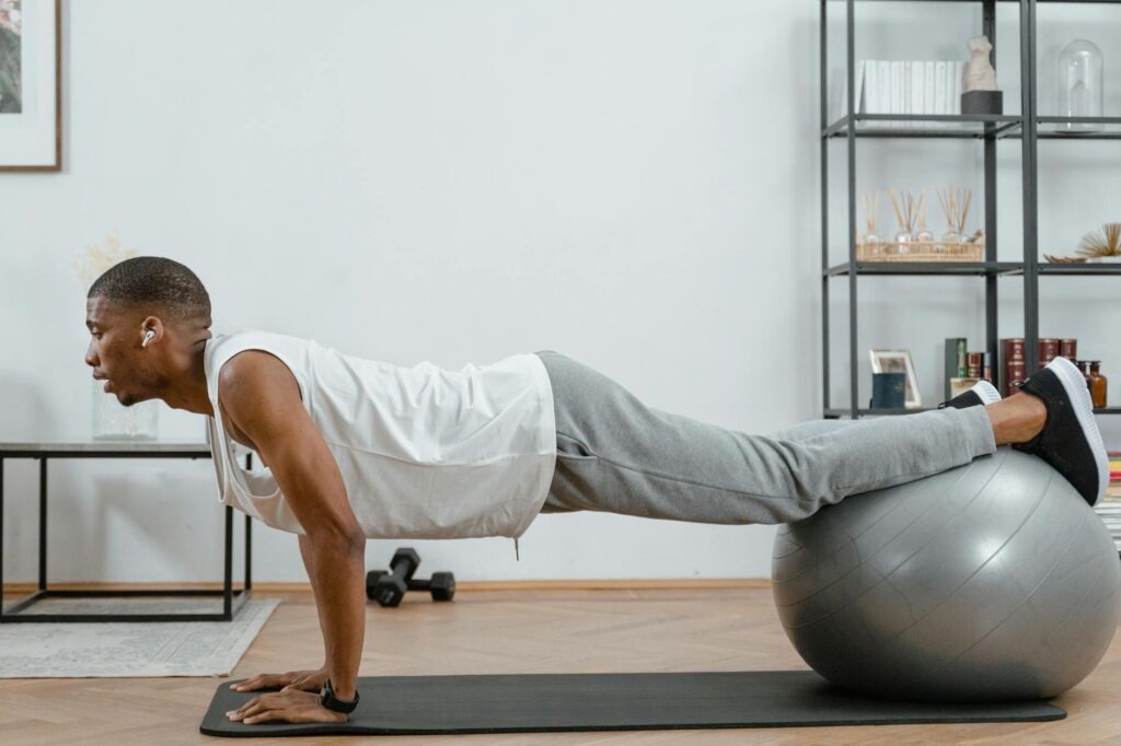 young man practicing kegels in a relaxed manner