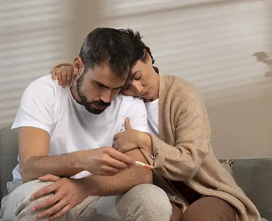 couples looking at a pregnancy test, worried about sperm motility