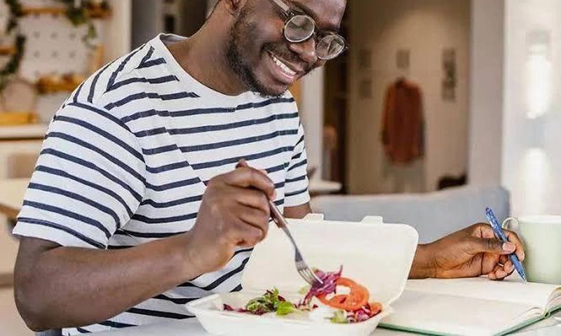 Man breaking fast with a nutrient rich food