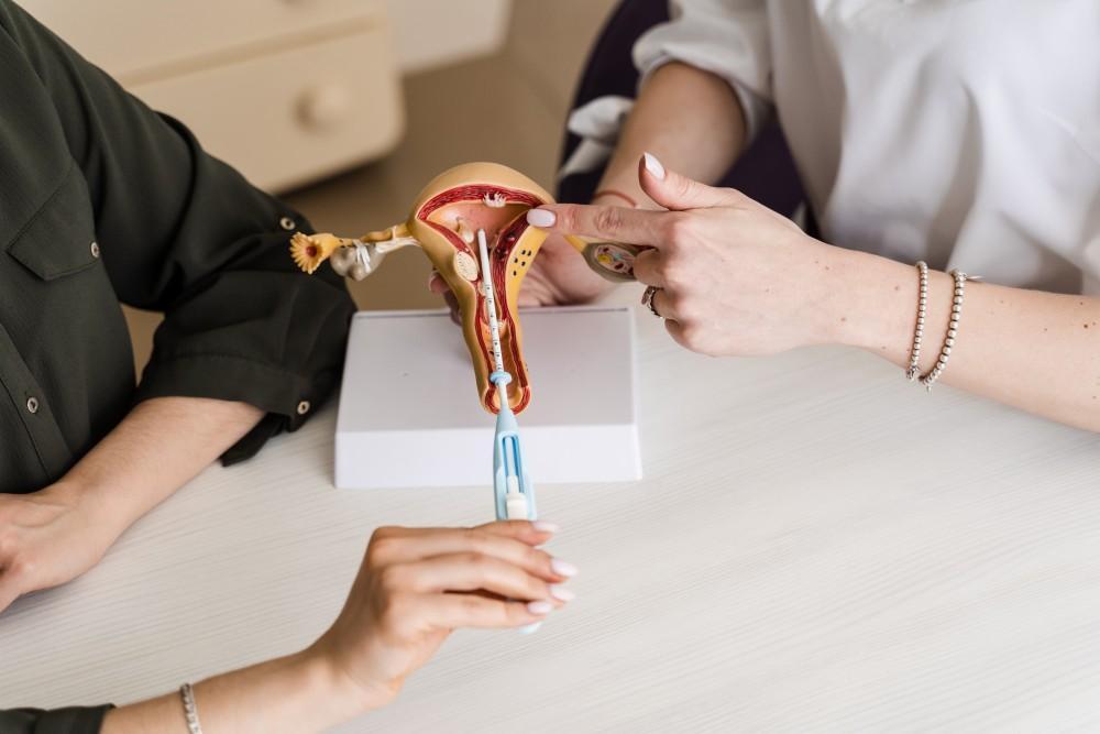 doctor explaining the use of IUD to a patient