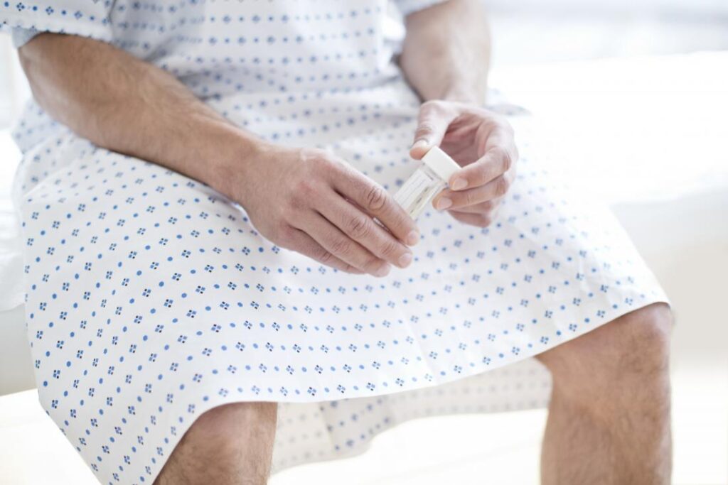 man getting a sperm sample for tests