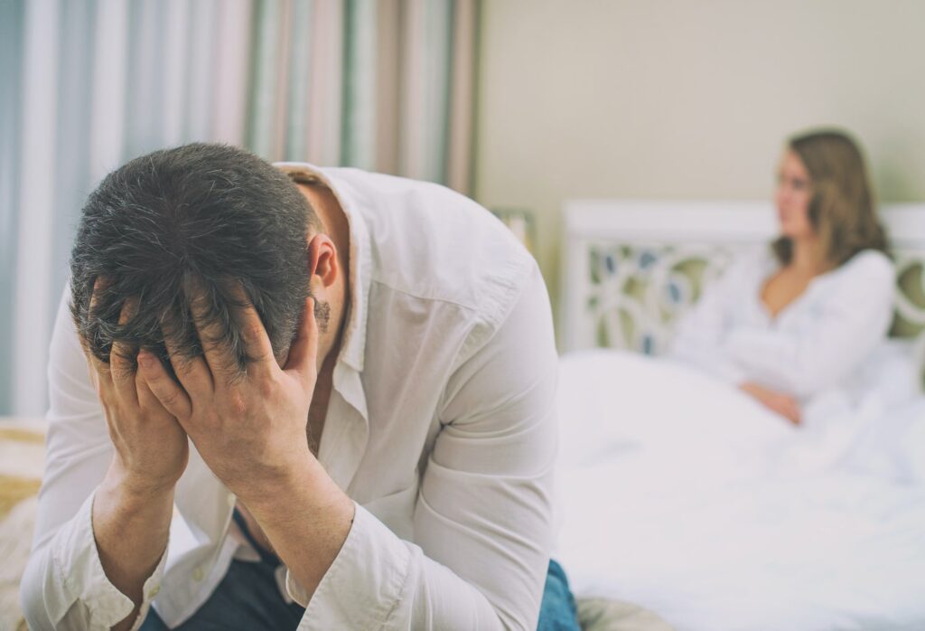 man suffering from debilitating sexual condition