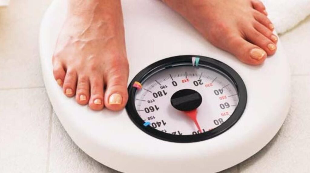 lady checking her weight